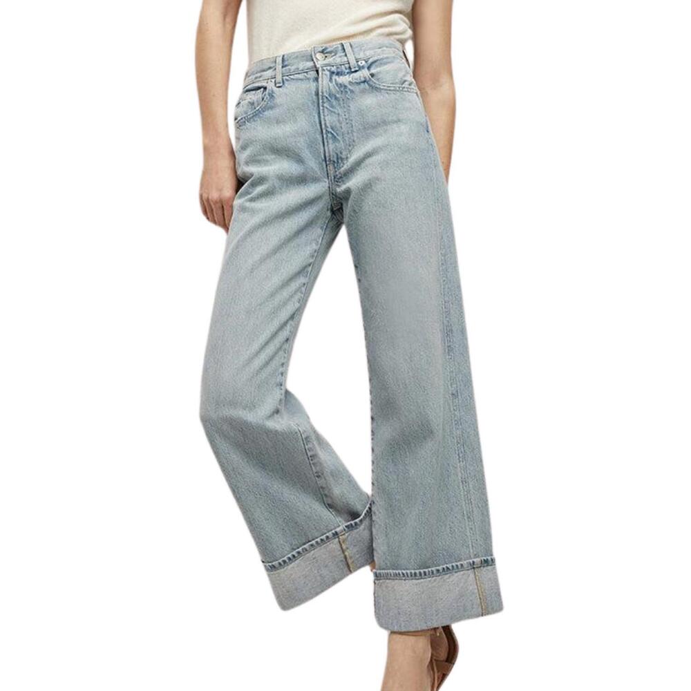 NEW VERONICA BEARD taylor cuffed wide-leg jean in airway cloud - Picture 4 of 4